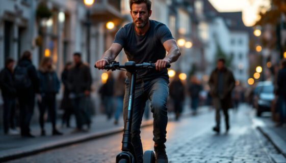 Mann fährt alkoholisiert auf einem E-Scooter über eine Kopfsteinpflasterstraße in Kaiserslautern.